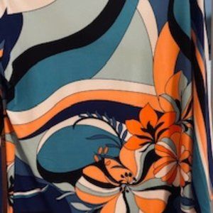 Susan Graver Women's Shirt Dramatic colors and Flowers